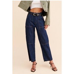 Edwin Anthropologie Bailee Carpenter Pants Utility Jeans in Tidal - Size 28